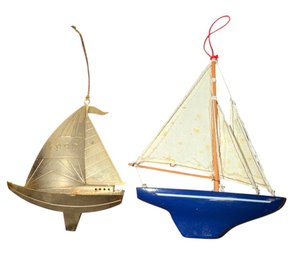 Sailing Ship Nautical Ornament Pair (BO)