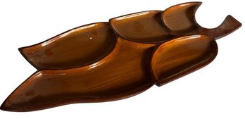Leaf Shaped Solid Wooden Serving Tray (b)