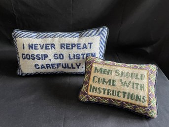 Two Needlepoint Mini Pillows  (l)