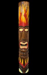 Tall Carved Hawaiian Flaming Tiki Totem Style Wall Mask Chesapeake Bay