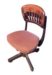 Antique Wooden Swivel Office Chair From The First National Bank Of Boston (O1)