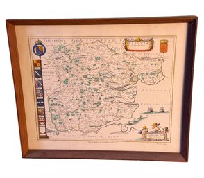Framed Map Print Of 17th Century Essex (O1)