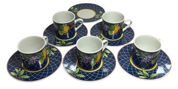 Elista Decorative Porcelain Small Mugs And Saucers 11pc (K)