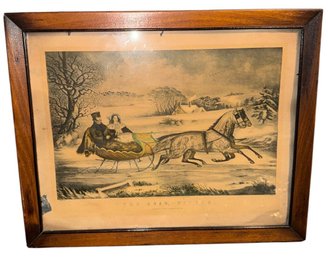 Currier & Ives The Road Old Framed Art Print (A)