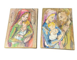 Italian Holy Family Religious Wall Art Pair