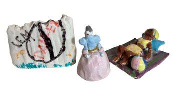 Original Signed Pottery Figurines 3pc (LR)