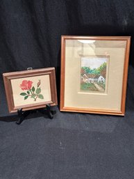 Original Watercolor And Needlepoint