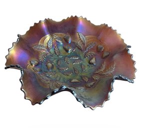 Northwood Amethyst Strawberry Carnival Glass Bowl (LR)