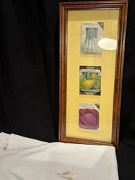 Framed Seed Packets And Round Table Cloth
