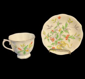 Royal Alpert Bone China Floral Holly Tea Cup & Saucer