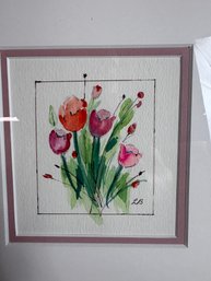 Tulip Water Color Framed Matted