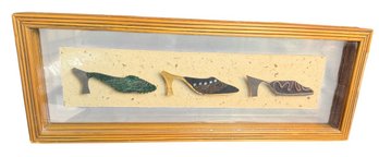 Framed Glass Shadowbox 'Fancy Shoes' Collage Art