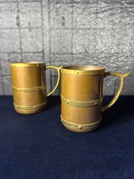 2 Vintage Hecho En Mexico Brass And Copper Mugs