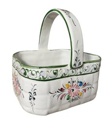 Portuguese Floral Ceramic Basket (LR)