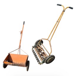 Old Push Lawnmower & Seed Spreader (G)