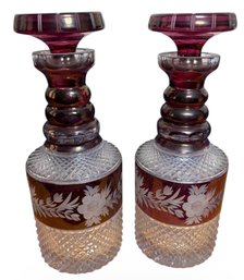 Ebeling Reuss Marchioness Amethyst Ruby Cut Crystal Whiskey Wine Decanter(B)