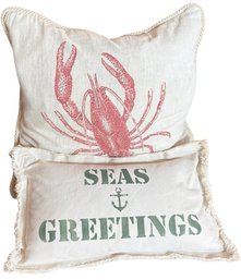 Seas Greeting & Lobster Decorative Throw Pillows (LR)