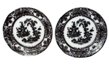 19th Century Corean Pearl Stokeware Pagoda Plates 2pc (LR)