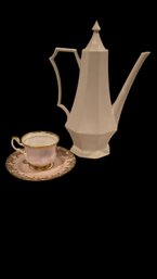 Independence Ironstone Coffee Pot By Castleton China Inc. And A Tea Cup With Saucer