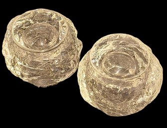 2 Snowball Glass Votive Candle Holders