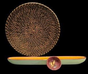 Olive Serving Set And Woven Basket