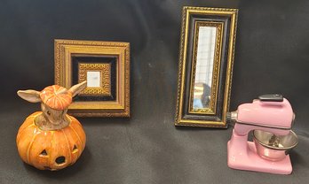 2 Tom Thumb Mini Framed Mirrors, A Halloween Bunnykins, And A Mixer With Clock..