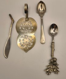 Stainless And Metal Spoons, Pastry Server, And Michael Aram Butter Knife