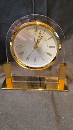 Selco Glass And Brass Table Clock