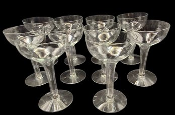 10 Vintage Hollow Stem Champagne Coupe Glasses