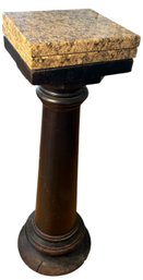 Marble Top Wooden Pedestal Side Table (DR)
