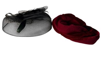 Lillie And Cohoe Red Hat With Black Feathered Church Hat (DR)