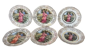 Newtown English 22KT Gold Plated Plates & Saucers 6pc (LR)