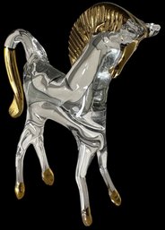 Gold Tone Glass Horse Figurine (Lr)