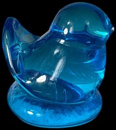 Signed Leo Ward Blue Glass Bird Figurine (LR)