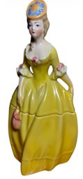 Erphila US Zone Germany Yellow Porcelain Dresser Doll Trinket Box(B)