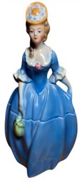 US Zone Germany Blue Porcelain Dresser Doll Trinket Box (B)