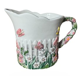 Butterfly & Picket Fence Embossed Floral Pitcher (LR)