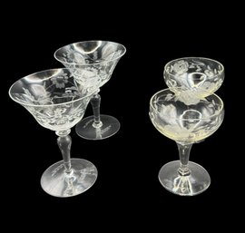 Assorted Etched Glass Liquor Glasses