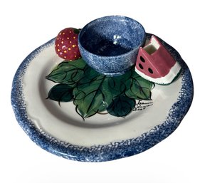 Original Signed Pottery Fruit Platter Dish C2005 (LR)