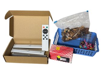 LED Wireless Cabinet Lighting, Wooden Buttons & Assorted Items (LR)