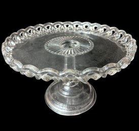 Laced Edge Clear Glass Pedestal Cake Stand