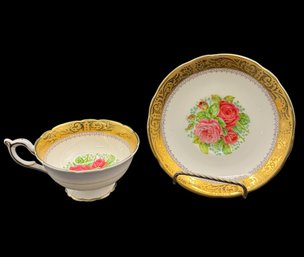 Eb Foley 1850 Yellow Floral Bone China Tea Cup & Saucer