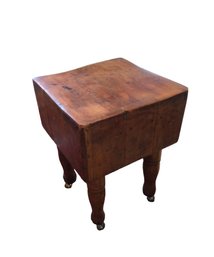 Butcher Block Table On Wheels (k)