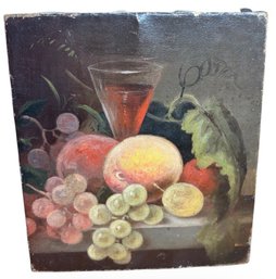 Antique Oil On Canvas Fruit Still Life B (B)