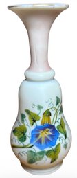 Hand Blown & Painted Floral Opaline Glass Vase (B)