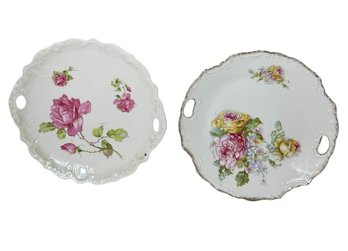 Old Floral Handled Plate Pair (LR)