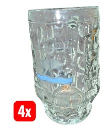 German Stadt Eberbach Boar Decorated Glass Beer Steins 4pc Set