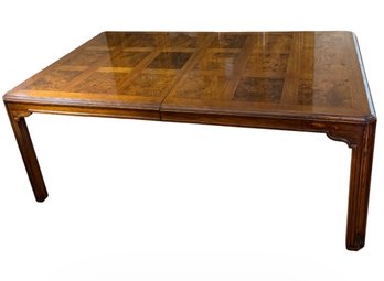 MCM Drexel Heritage Hollywood Regency Style Oak & Burl Wood Dining Table (LR)
