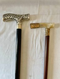 Two Vintage Canes 10k GF MOP And Die Cast     (Dr)