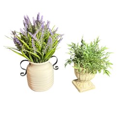 Faux Floral Ceramic Planters